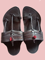 Picture of "Shop Authentic Black Kolhapuri Leather Chappals Online - Free Shipping"